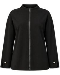 Marina Rinaldi - Faux-Leather Trim Pearl-Embellished Top - Lyst
