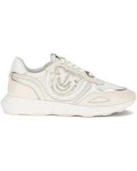 Pinko - Zoe Logo-Detail Leather Sneakers - Lyst