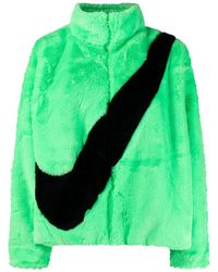 Nike Signature Swoosh Logo-print Faux-fur Jacket - Green