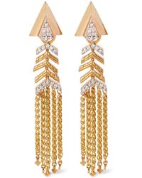 Annoushka - 18kt Yellow Gold Deco Shimmy Diamond Arrow Earrings - Lyst