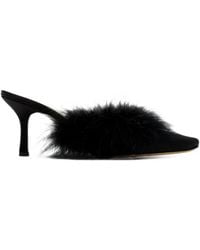 Mach & Mach - Carolyn B Feather-Trim Mules - Lyst
