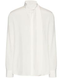 Valentino Garavani - Scarf-detail Silk Shirt - Lyst