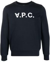 A.P.C. - Flocked-logo Cotton Sweatshirt - Lyst