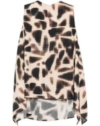 Psophia - Abstract-Print Tie-Neck Top - Lyst