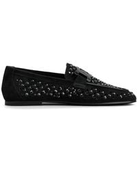 Tod's - Kate Rhinestone-Embellished Suede Loafers - Lyst