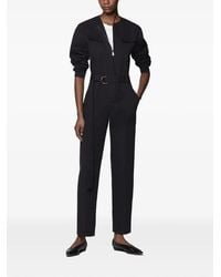 Another Tomorrow - Belted Collarless Jumpsuit - Lyst