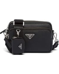 Prada - Borsa A Spalla Con Zip E Logo - Lyst