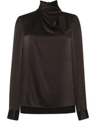 Adam Lippes - Mizner High-Neck Charmeuse Top - Lyst
