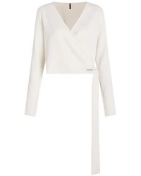 KARL LAGERFELD - Logo-Patch Wrap Top - Lyst