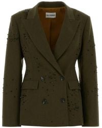 Des Phemmes - Bead-Embellished Double-Breasted Blazer - Lyst