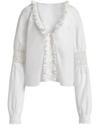 Alberta Ferretti - Volant-Bluse mit V-Ausschnitt - Lyst