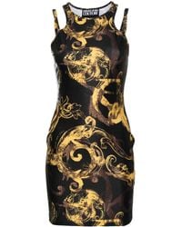 Versace - Vestido midi con estampado Watercolour Couture - Lyst