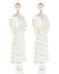 Self-Portrait - Pearl Petal Dangle Earrings - Lyst