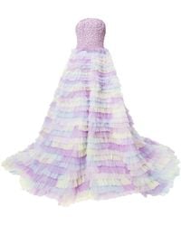 Saiid Kobeisy - Tulle Strapless Ruffled Gown - Lyst