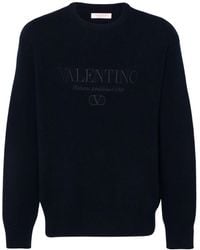 Valentino Garavani - Embroidered-Logo Knitted Jumper - Lyst