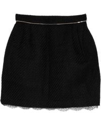 Roberto Cavalli - Lace-Trimmed Tweed Skirt - Lyst