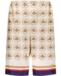 Gucci - Equestrian Print Silk Twill Shorts - Lyst