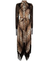 Roberto Cavalli - Robe-chemise frangée à imprimé léopard - Lyst