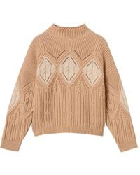 Twinset - Intarsien-Pullover Mit Zopfmuster - Lyst