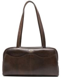 Prada - Carry Large Antiqued Leather Top-Handle Bag - Lyst
