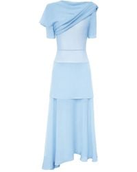 POST MERIDIEM - Asymmetrical Ruffled Midi Dress - Lyst