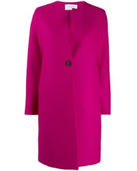 Harris Wharf London Single Breasted Collarless Coat - Pink