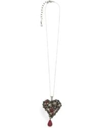 Saint Laurent - Crystal-Embellished Heart-Pendant Necklace - Lyst
