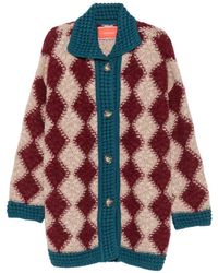 La DoubleJ - Argyle-Knit Crochet-Trim Cardigan - Lyst