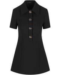 Gucci - Wool Double G-Detail Mini Dress - Lyst