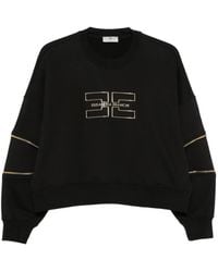 Elisabetta Franchi - Logo-Print Zip-Detail Sweatshirt - Lyst