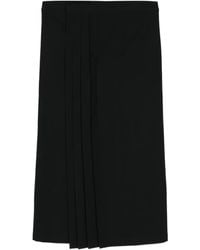 Yohji Yamamoto - Pleated Wool Midi Skirt - Lyst