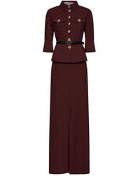 Self-Portrait - Jewel-Button Peplum-Waist Maxi Dress - Lyst