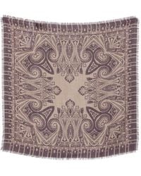 Etro - Wool And Silk Jacquard Scarf With Houndstooth Motif And Print - Lyst