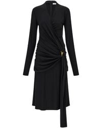 Ferragamo - Viscose Dress With Gathered Waist - Lyst