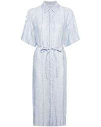 Peserico - Pinstriped Linen Shirtdress - Lyst