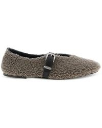 KATE CATE - Shearling Buckle Ballet Flats - Lyst