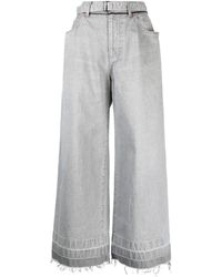 Sacai - Jeans crop a gamba ampia - Lyst