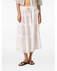 Pink - Lace-Trim Midi Skirt - Lyst