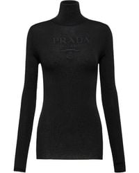 Prada - Logo-intarsia Roll-neck Jumper - Lyst