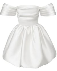 POST MERIDIEM - Draped-Bodice Duffy-Skirt Mini Dress - Lyst
