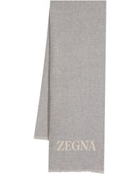 Zegna - Logo-jacquard Frayed Scarf - Lyst