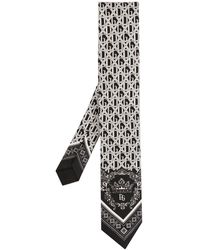Dolce & Gabbana Seidenkrawatte mit Monogramm-Print - Weiß