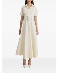 MOOS STUDIO - Abito Lungo Blanc Society Con Cintura - Lyst