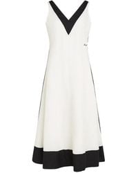 KARL LAGERFELD - Monochrome V-Neck Midi Dress - Lyst