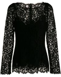Dolce & Gabbana - Cordonetto-Lace Long-Sleeve T-Shirt - Lyst
