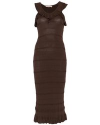 Twinset - Ruffled V-Neck Midi Dress - Lyst