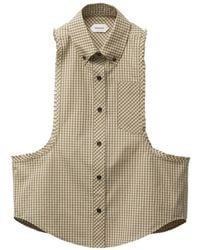 Versace - Micro Check Cotton Poplin Sleeveless Shirt - Lyst