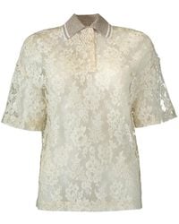 Brunello Cucinelli - Floral-Lace Polo Shirt - Lyst
