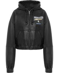Moschino - プリント レザージャケット - Lyst