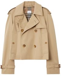 Burberry - Gabardine Cropped Trench Coat - Lyst